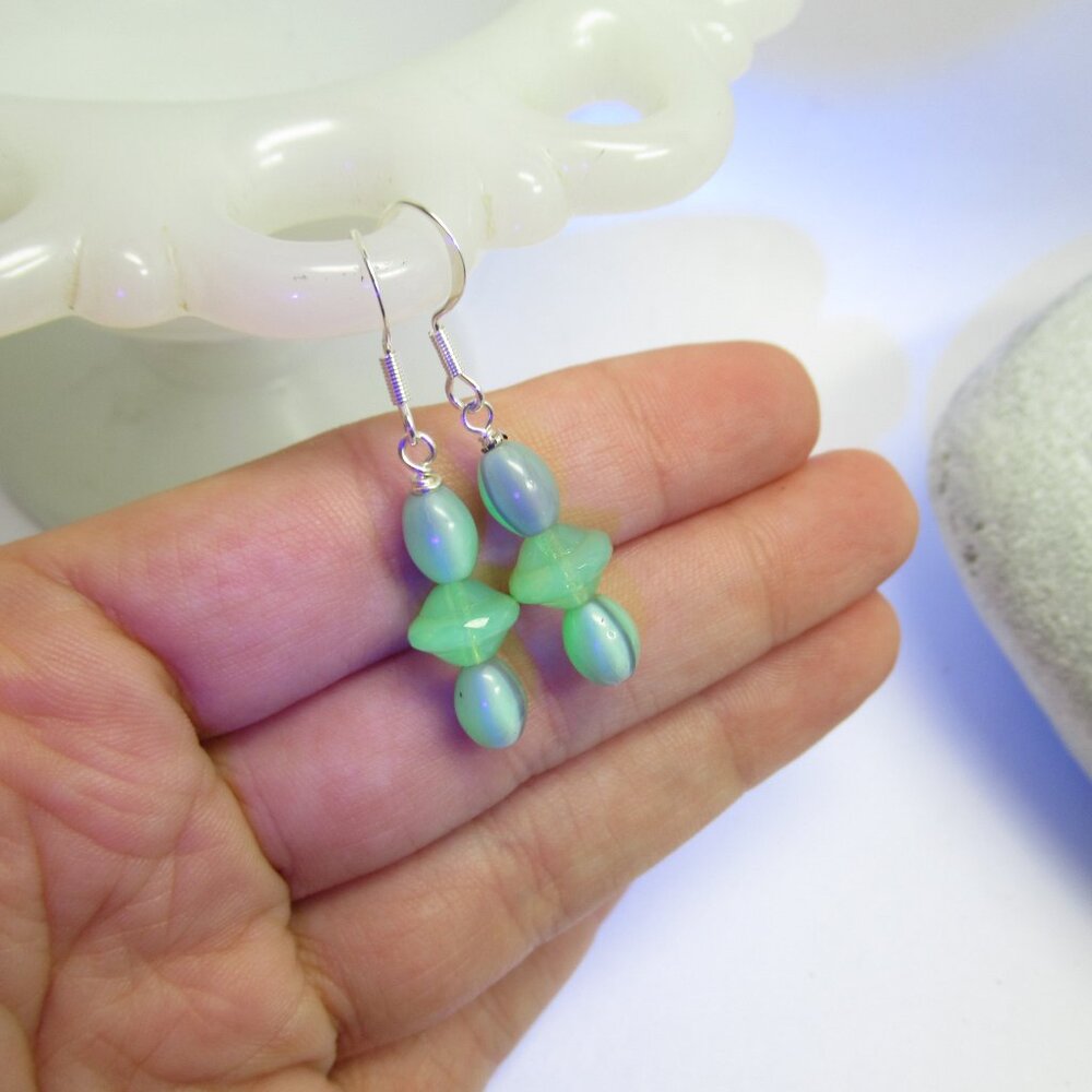 Vintage Uranium glass bead earrings